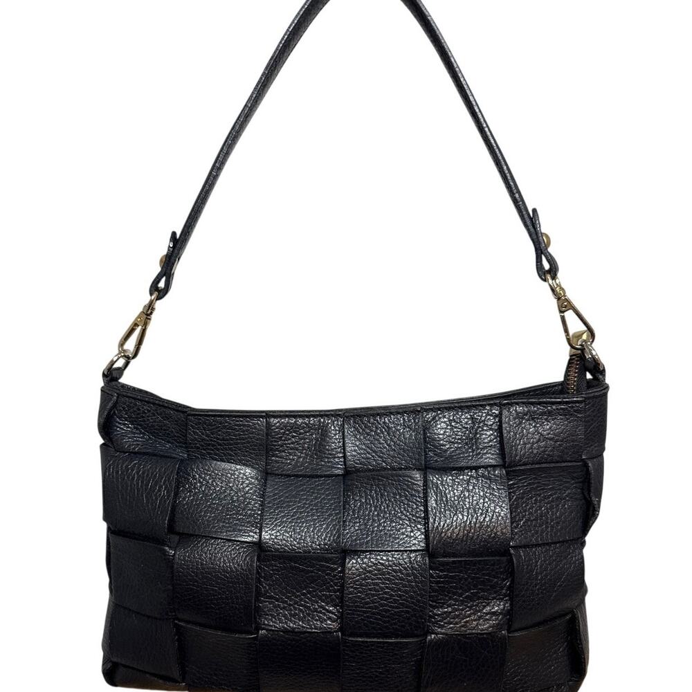 Anna Paola Madison Italian Leather Shoulder Bag Woven EUC